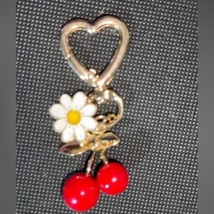 Gold Cherry and Daisy Bag Charm